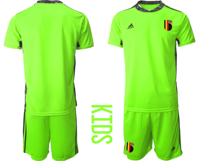 Cheap 2021 European Cup Belgium fluorescent green goalkeeper Youth soccer jerseys